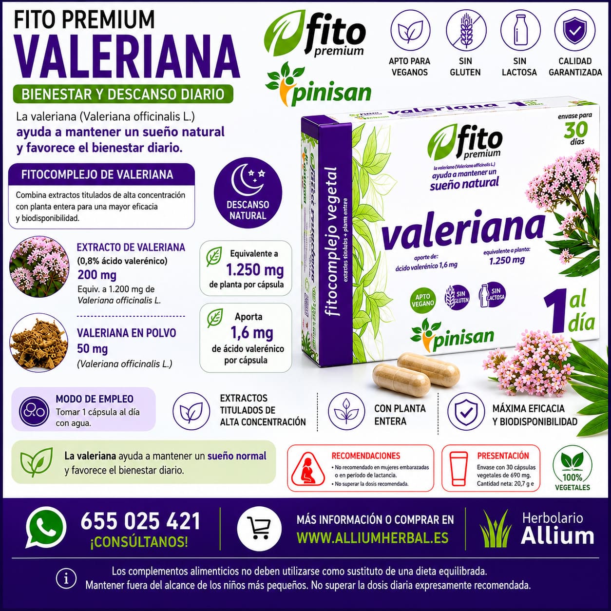 Fito Premium Valeriana 30 cápsulas de Pinisan
