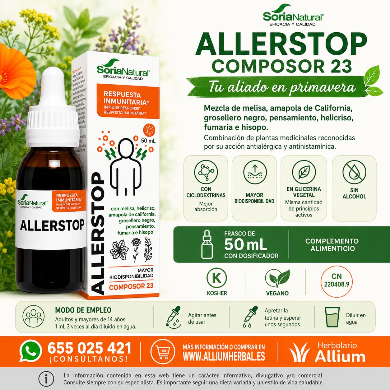 Allerstop Composor 23 50 ml de Soria Natural Acción antialérgica y antihistamínica