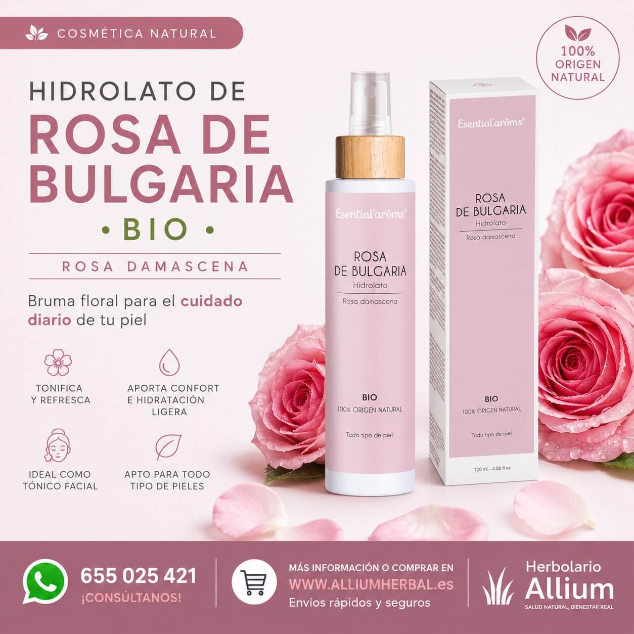 Hidrolato de Rosa Bulgaria de Esential aroms Hidrolato de Rosa Bulgaria de Esential aroms