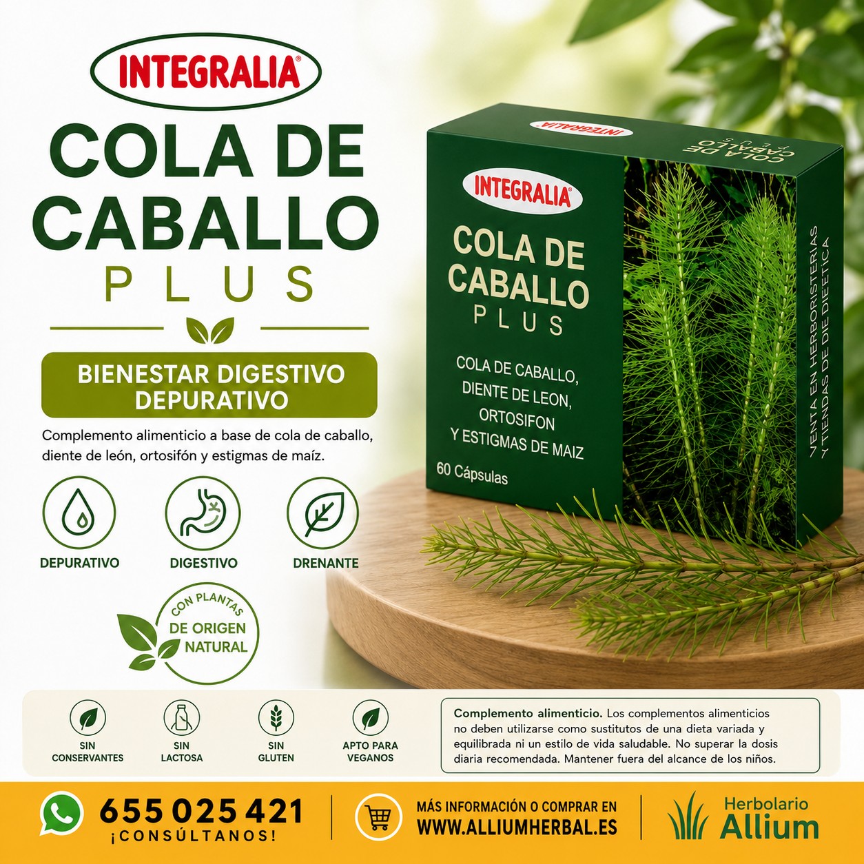Cola de Caballo Plus 60 cápsulas de Integralia Cola de Caballo Plus 60 cápsulas de Integralia