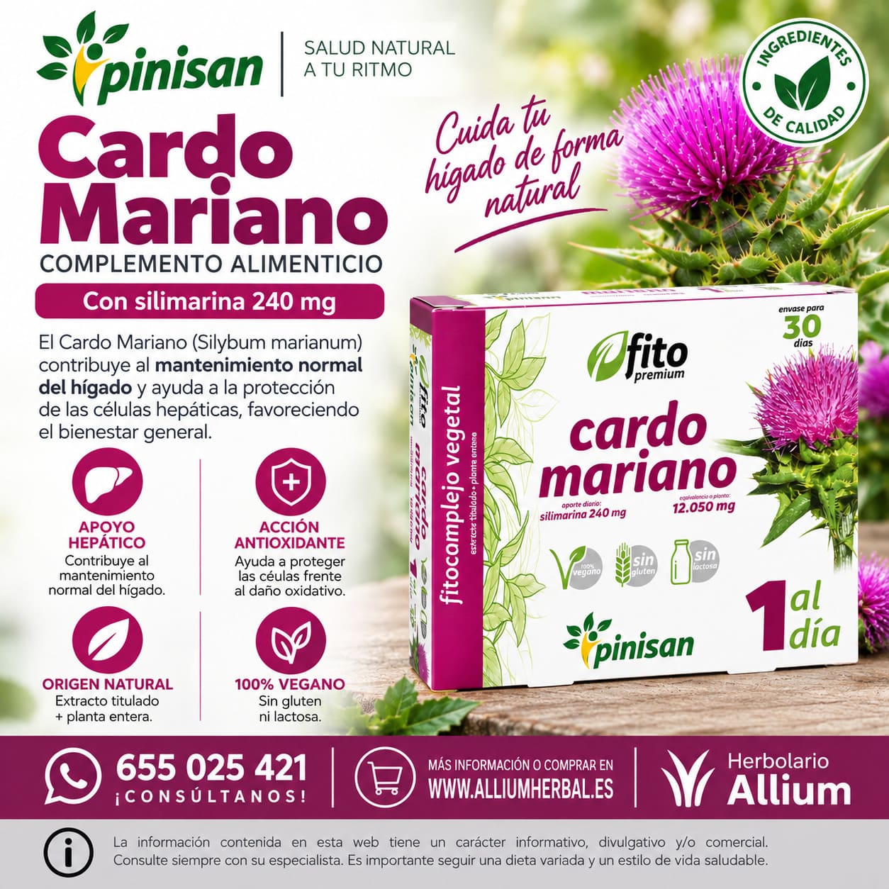Fito Premium Cardo Mariano 30 cápsulas de Pinisan Cardo mariano concentrado Fito Premium Cardo Mariano 30 cápsulas de Pinisan Cardo mariano concentrado