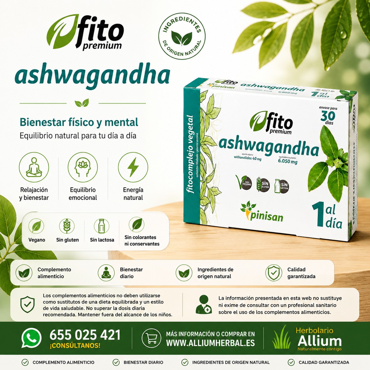 Fito Premium Ashwagandha 30 cápsulas de Pinisan Equilibrio emocional y bienestar general Fito Premium Ashwagandha 30 cápsulas de Pinisan Equilibrio emocional y bienestar general