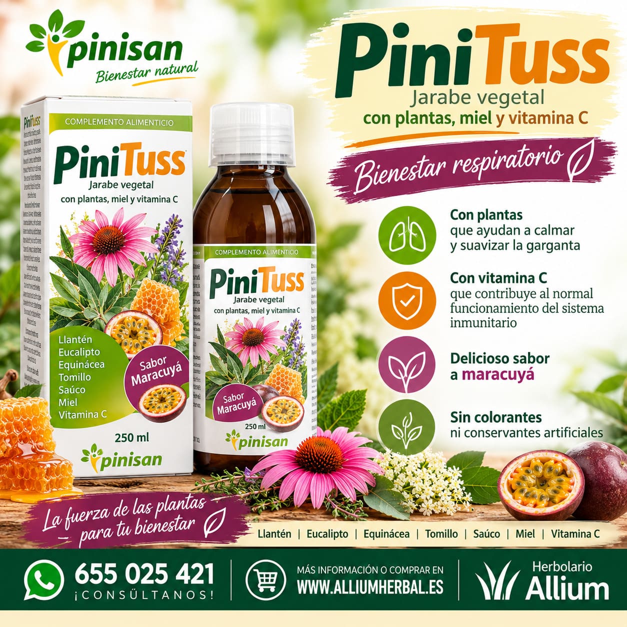 Pinituss Jarabe 250 ml de Pinisan Mantiene la salud del tracto respiratorio