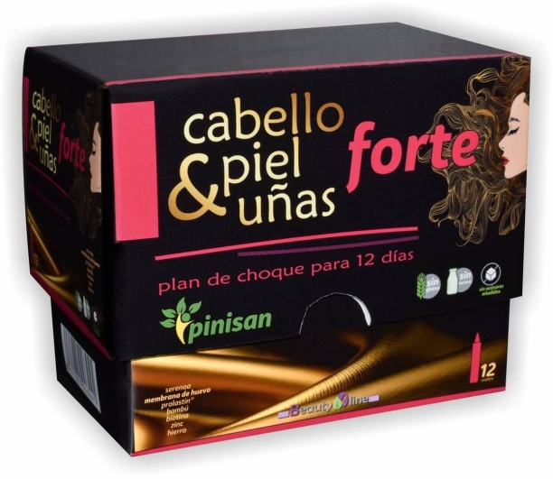 Cabello, Piel &amp; U&ntilde;as Forte 12 viales de Pinisan